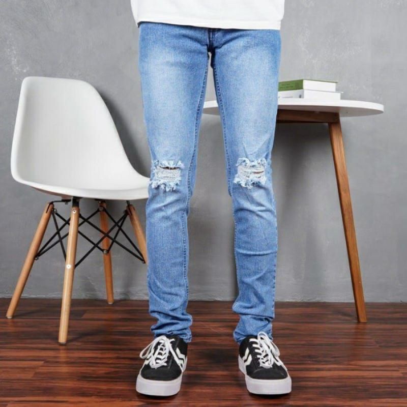 CELANA PANJANG JEANS SOBEK PRIA PREMIUM | CELANA PANJANG JEANS PRIA SLIMFIT