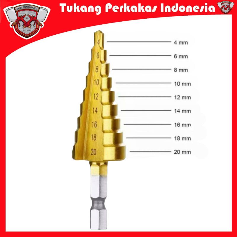 MATA BOR PAGODA 4-20MM HSS TITANIUM DRILL BIT TANGGA PAYUNG 9STEP