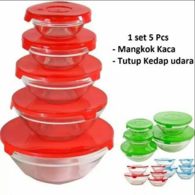 Mangkok set susun 5 pcs - mangkok kaca susun set 5 pcs - mangkok kaca murah - mangkok seal