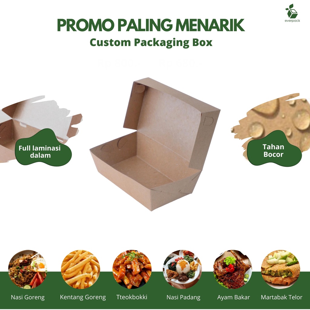 Jual Lunch Box 16x9x5 275 Gsm Paper Box Polos Packaging Kotak Kemasan Makanan Nasi