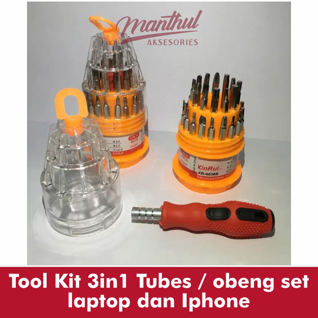 Tool Kit 3in1 Tubes / obeng set laptop dan Iphone