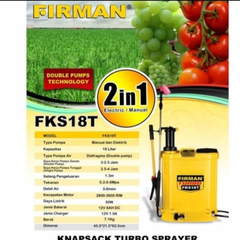 alat semprot hama  sprayer electrik manual 2in1 firman fks 18 t