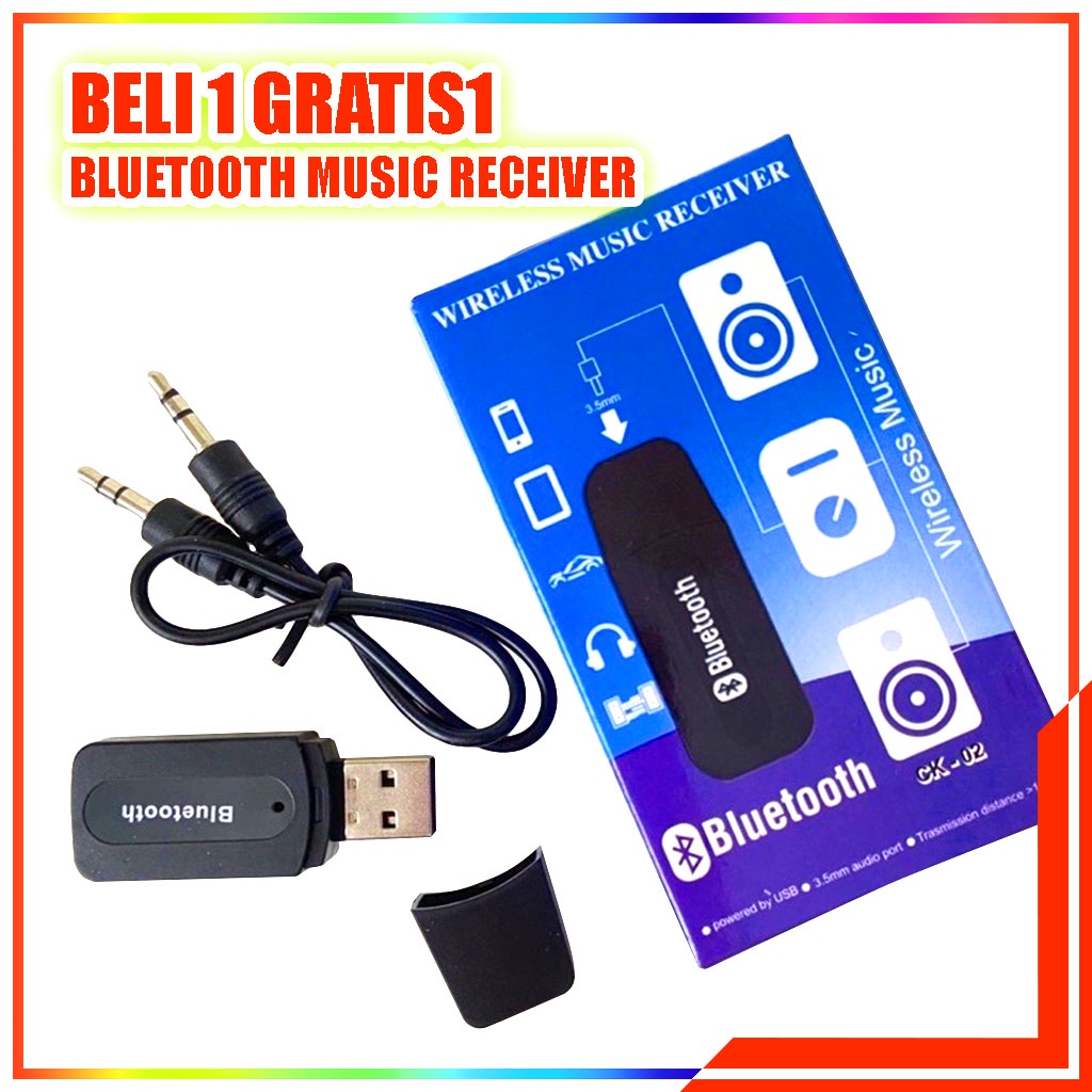 2 PCS Bluetooth Penerima Musik Tanpa Kabel Aux / USB Bluetooth Music Receiver Wireless Music 3.5mm Audio Port