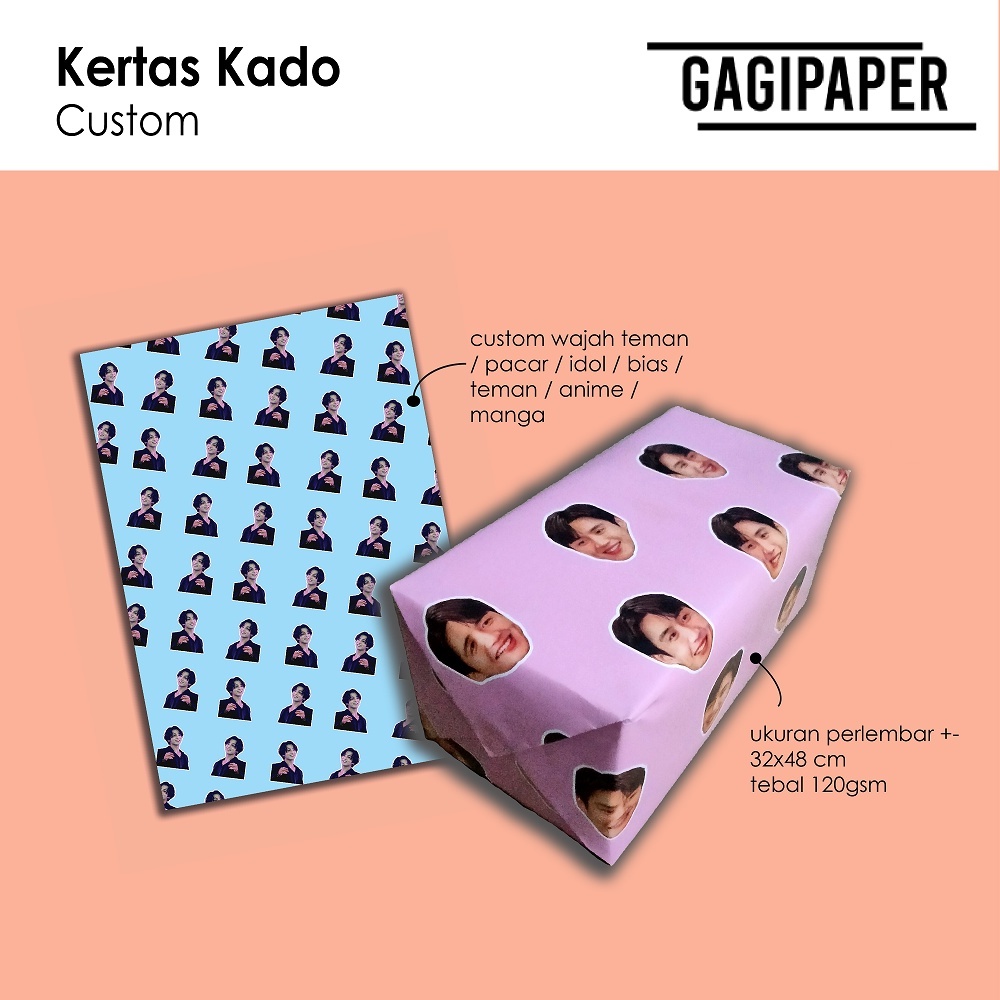 

kertas kado custom wajah idol kpop / teman / anime wraping paper