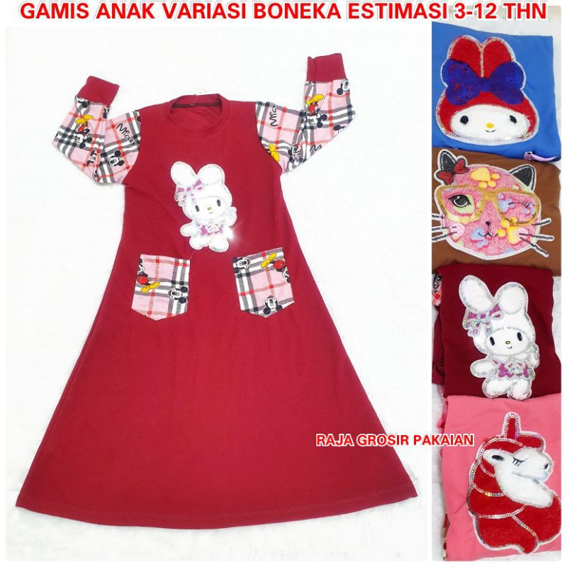 Baju Gamis Anak Variasi Boneka Estimasi 3-12 Thn