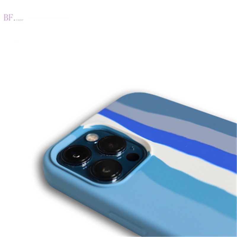 Case Bahan Silikon Warna Biru Pelangi Untuk Iphone 11 12 13 Pro Max 6 7 8 Plus X Xr Xsmax