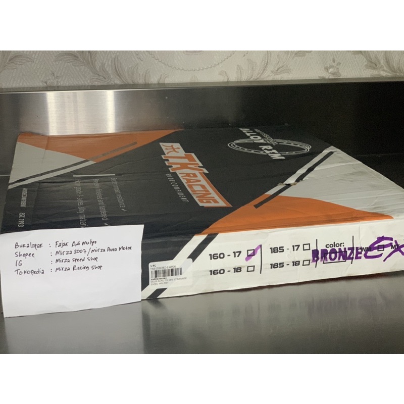 Velg TK Racing Excel Motif Kulit Jeruk Ukuran 160/17 Bronze WM 36H