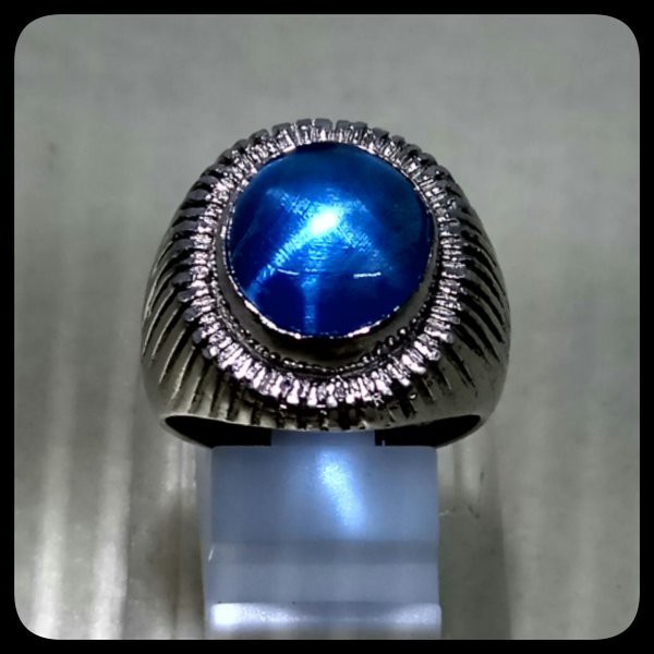 CINCIN BATU AKIK PERMATA BLUE STAR RAY 6 SERAT BERSIH MEWAH, MURAH DAN MANTAP