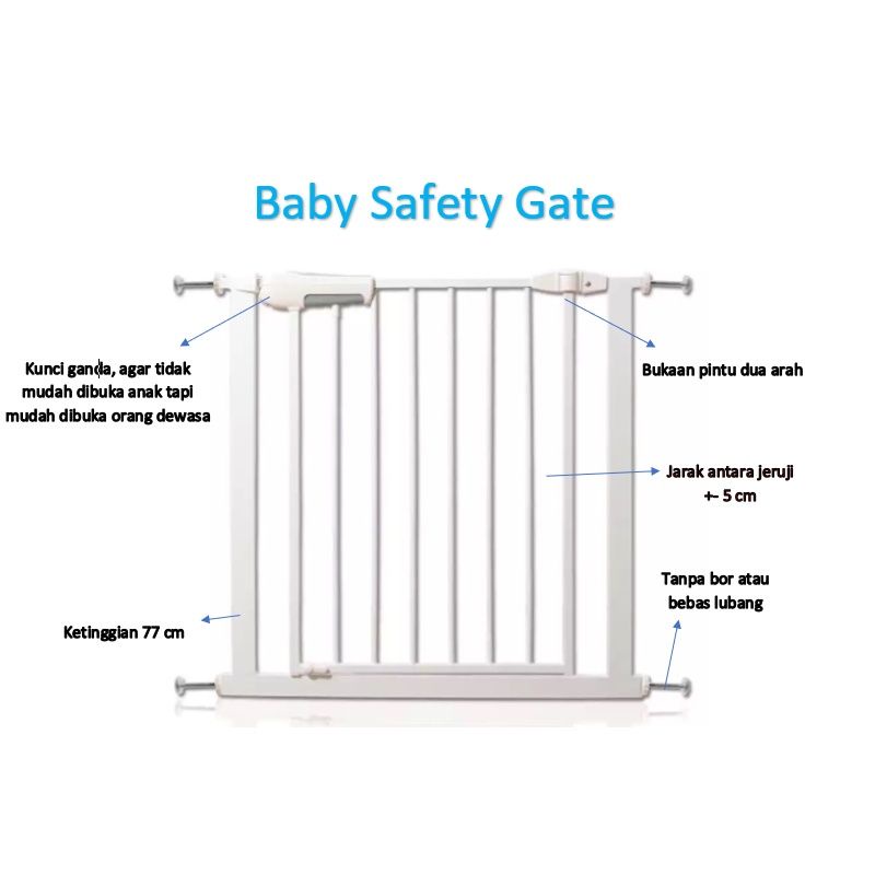 Kuru Baby Safety Gate - Kuru Pagar Bayi - Pagar Pembatas Tangga - Pengaman Tangga Bayi - Pagar Pengaman