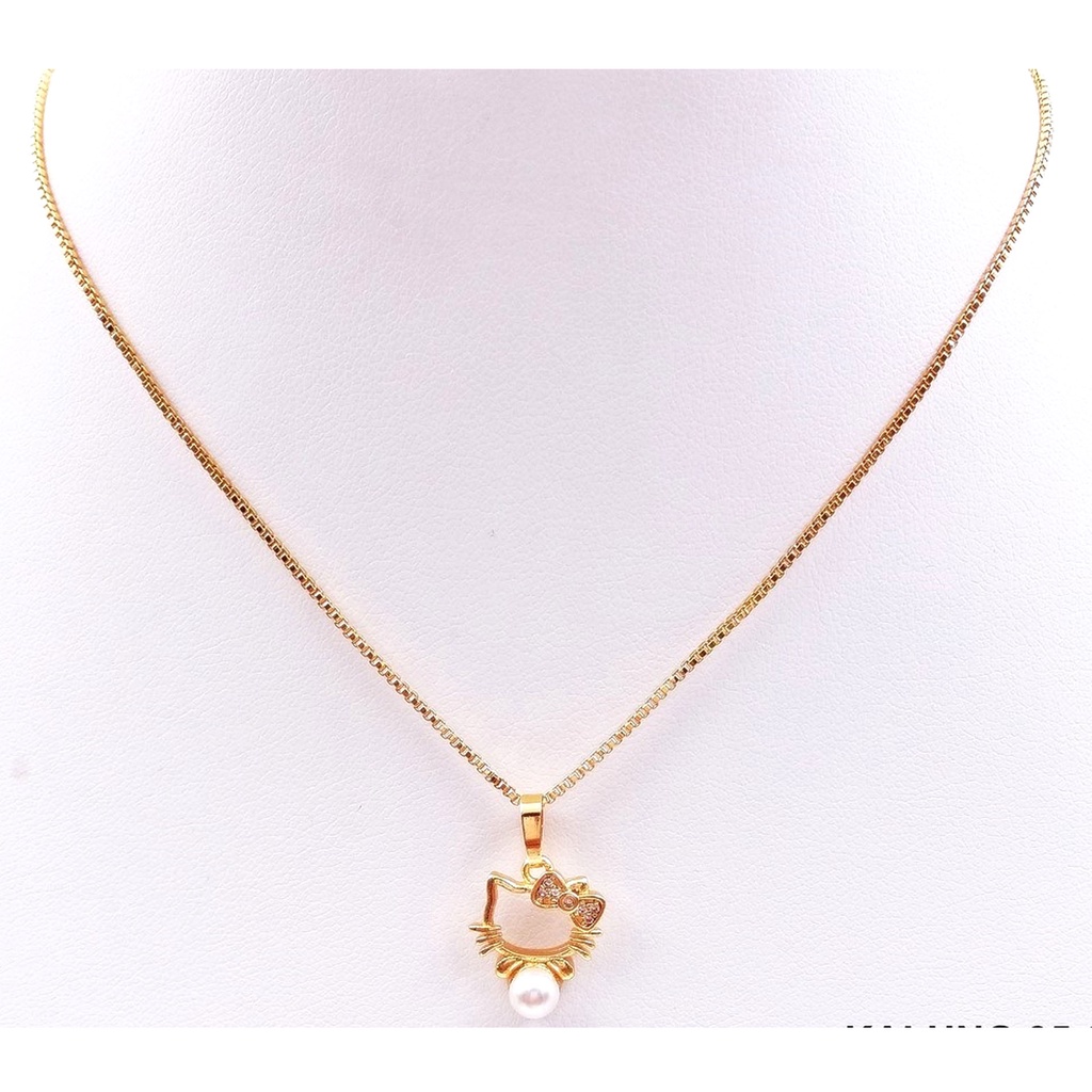 RAKA Acc - Kalung Xuping Gold Perhiasan Cantik Anak Liontin Hello Kitty Lapis Emas 18k 010