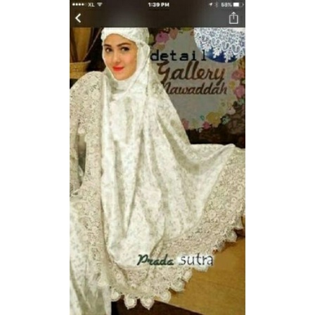 A9 - MUKENA SUTRA DUBAI PRADA  bahan sutra velvet kombi renda impor fit xl  IMPORT