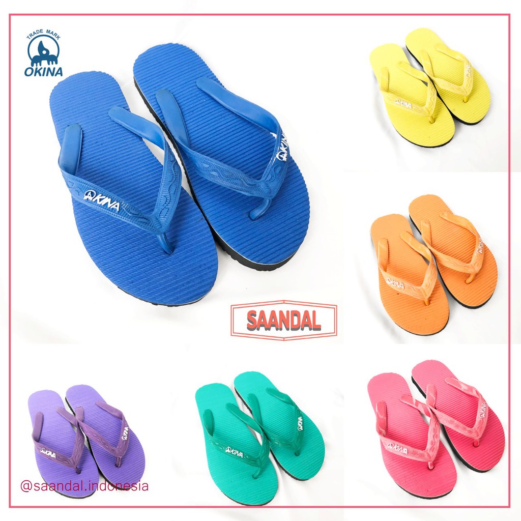 Sandal Jepit Karet Okina Warna Polos Pria Wanita Anak (BISA SATUAN)