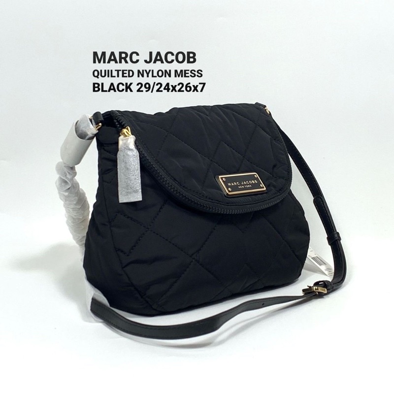 MJ QUILTED NYLON MESSENGER BLACK