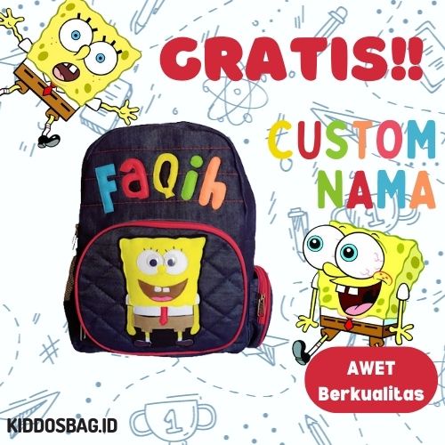 TAS KARAKTER ANAK SEKOLAH PAUD TK SD BOCIL PEREMPUAN LAKI-LAKI TAS CEWEK COWOK CUSTOM NAMA DAN WARNA