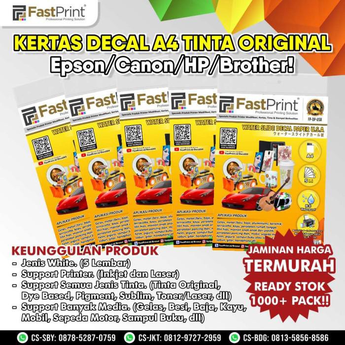 

Kertas / Fast Print Kertas Water Slide Decal Paper White Usa Ukuran A4 170 Gram