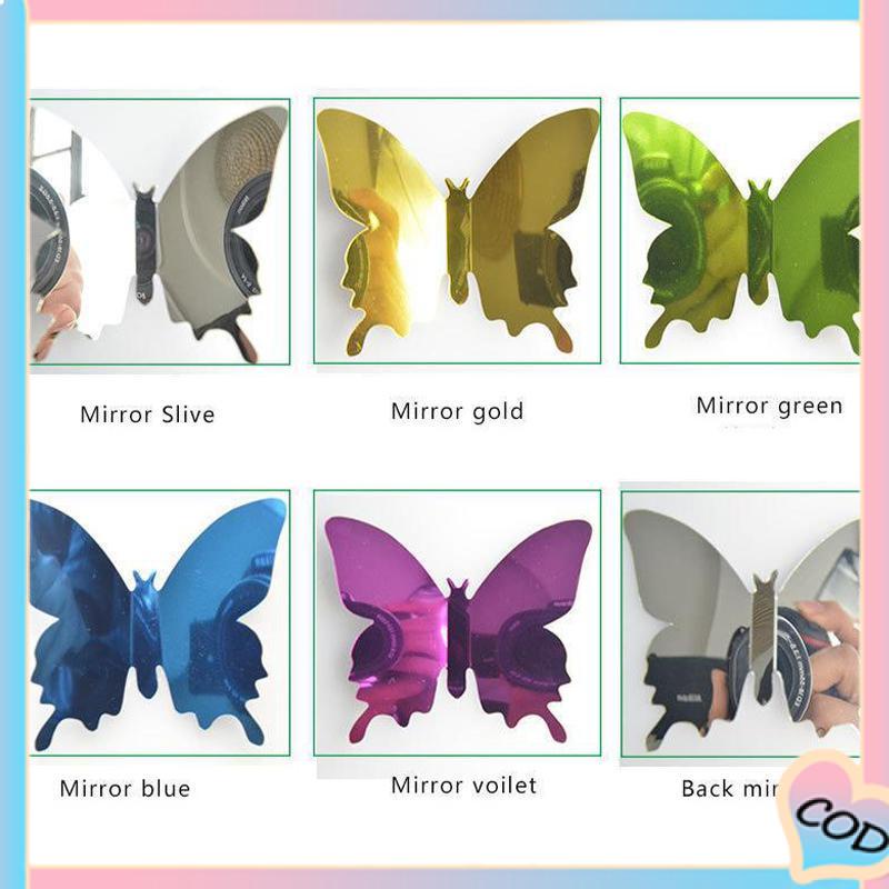 COD❤️ Tiga -Dimensi Pet Mirror 3D Butterfly Wall Sticker Stiker Ruang Tidur Ruang Ruang Ruang Belajar Studi-A.one