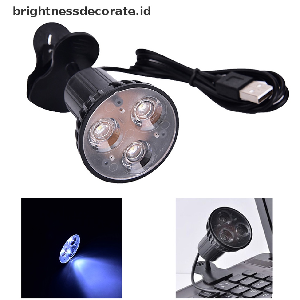 [birth] Flexible Super Bright 3 LED Clip On Spot USB Light Lamp For Laptop PC Notebook [ID]
