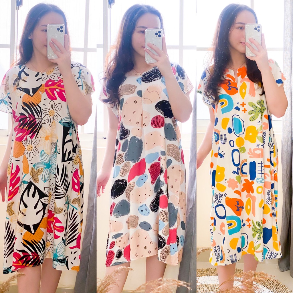 Daster Pendek Terbaru Gaun Tidur Wanita Busui Kekinian Daster Motif