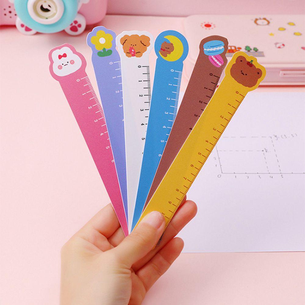 [Elegan] Penggaris Lurus 5 Pcs Lucu Kantor Perlengkapan Sekolah Portabel Ditekuk Kartun Hewan Peliharaan Belajar Skala 12 cm Penggaris