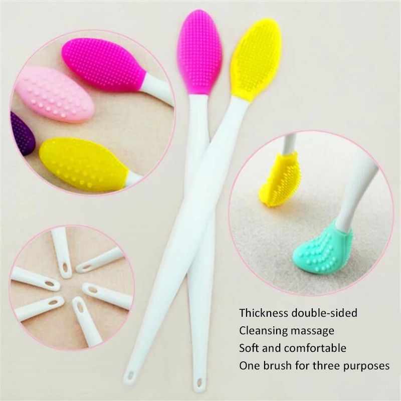 [1PC Random Color Double-sided Soft Silicone Exfoliating Nose Brush] [Beauty Skin Care Wash Face Silicone Brush ][Make up Tools]
