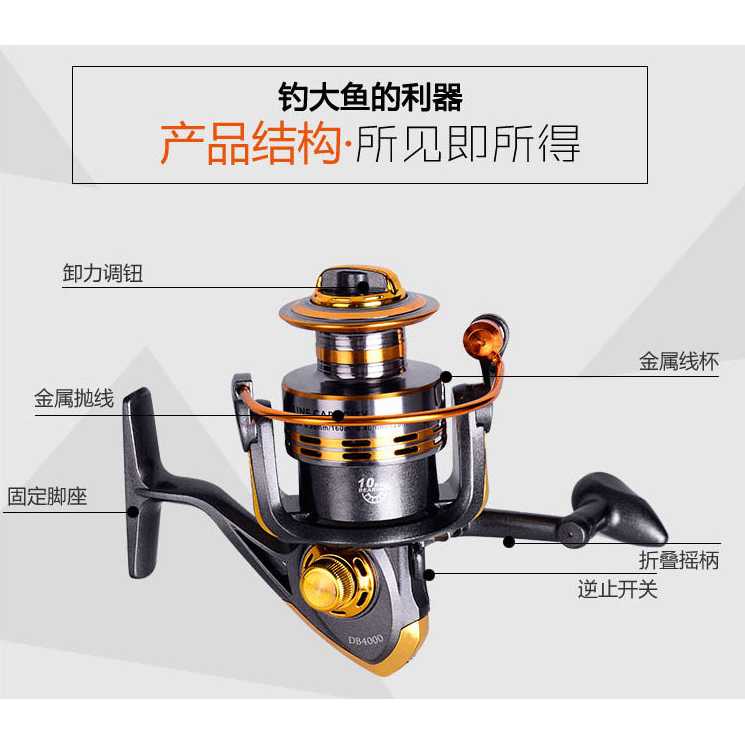 Debao Gulungan Pancing DB5000 Metal Fishing Spinning Reel 10 BB