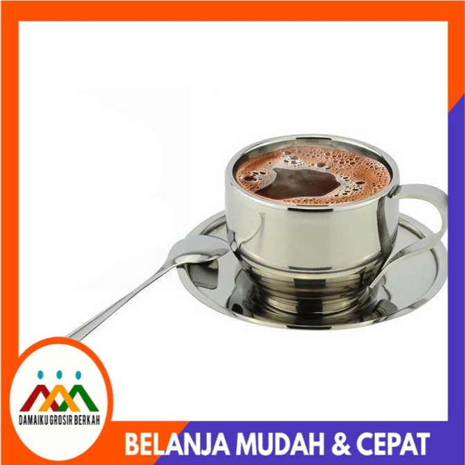 Gelas Sendok Piring Kopi Stainless Steel