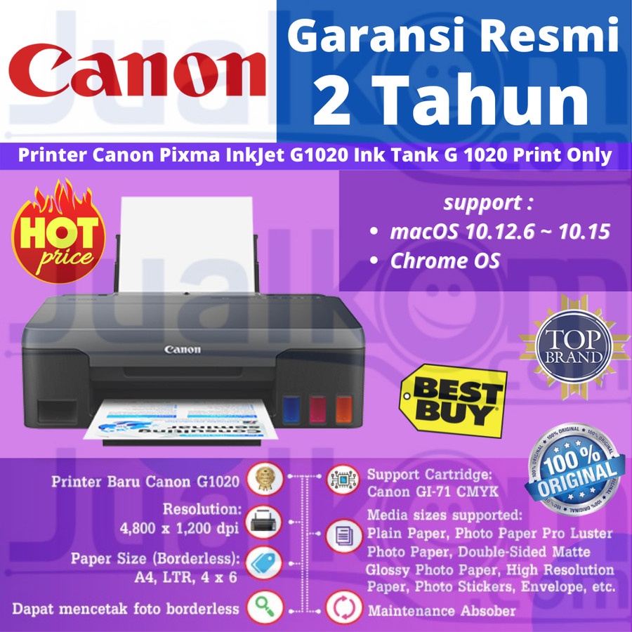 Printer Canon Pixma InkJet G1020 Ink Tank G 1020 Single Function Print Only