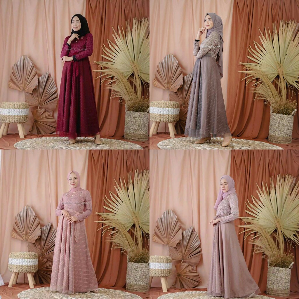 Bisa COD Meliza Dress – Dress Cantik Gamis murah Gamis brukat Maxi dress Pakaian wanita