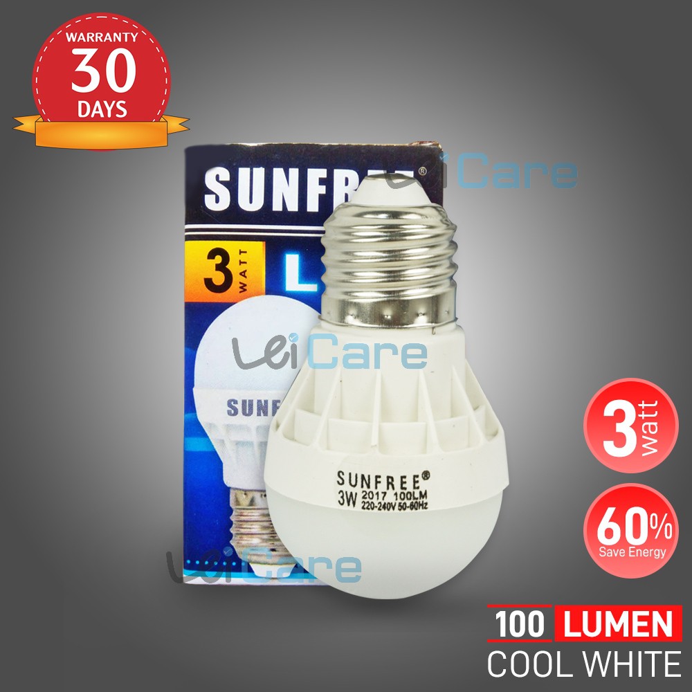 Sunfree Lampu  Bohlam LED  Bulb  Cool White 3 Watt 10W 