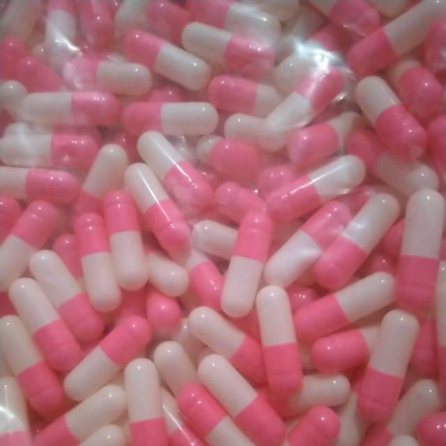 Cangkang Kapsul Kosong 0 Isi 1000 Kapsul Pink Putih
