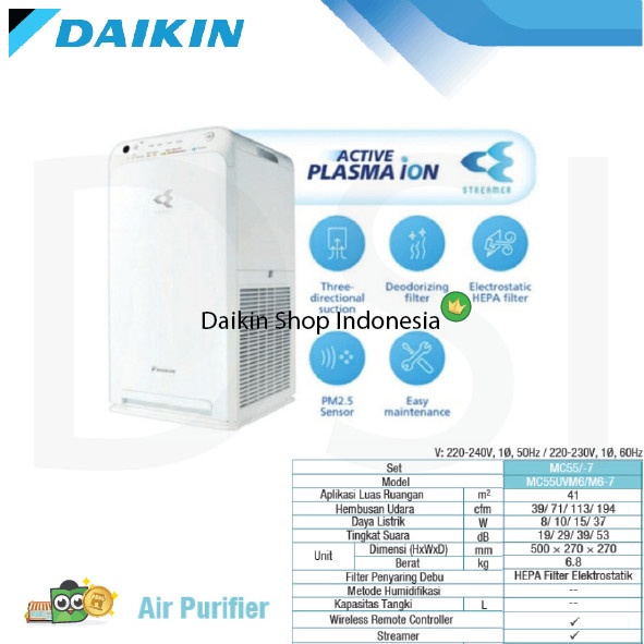 Daikin Air Purifier - MC55UVM6 - HEPA Filter