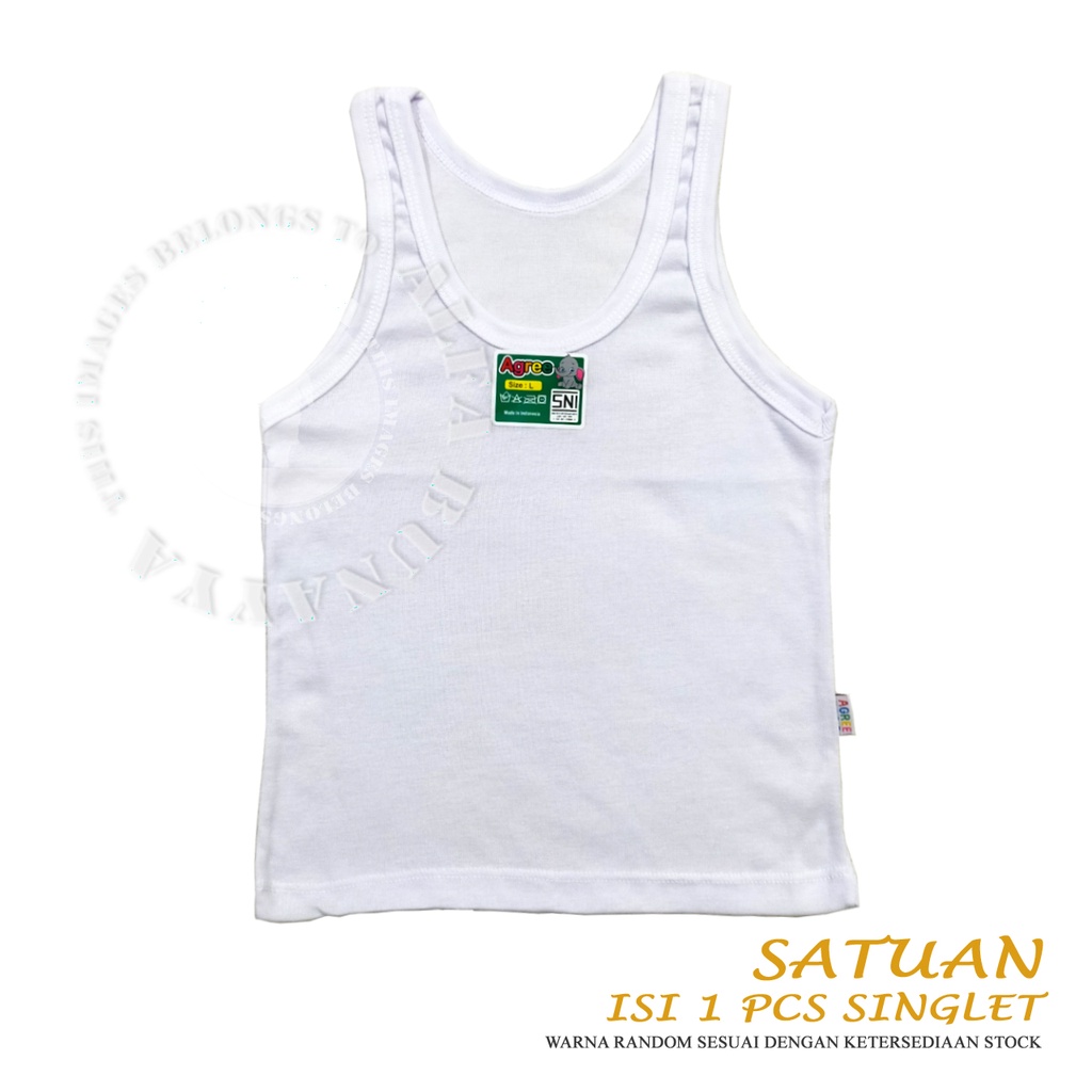 1 Singlet Anak AGREE PUTIH - POLOS - LIST POLOS - Kaos Dalam Bayi Dan Anak