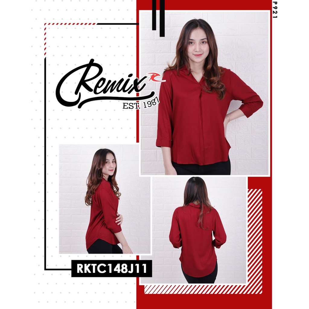 gof REMIX By (CARDINAL) KEMEJA BIG SIZE  POLOS Wanita Lengan Panjang Atasan Pakaian Hem Formal Distro Original