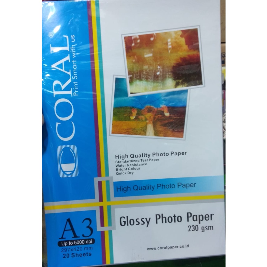 CORAL GLOSSY PHOTO PAPER A3 230 GSM