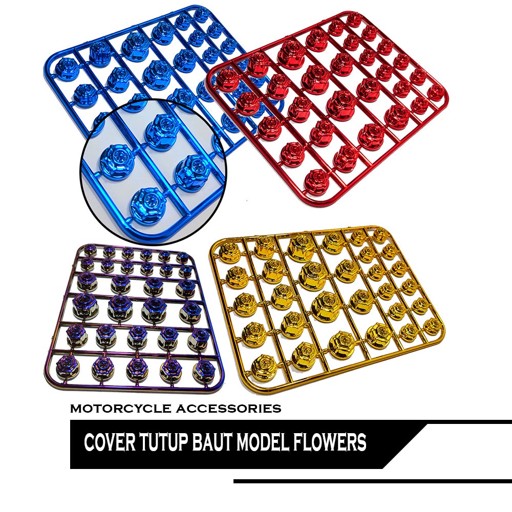 TUTUP BAUT VARIASI FLOWERS MODEL PROBOLT UNIVERSAL PELINDUNG MONEL BAUT THAILAND 1 PLAT ISI 30 motor