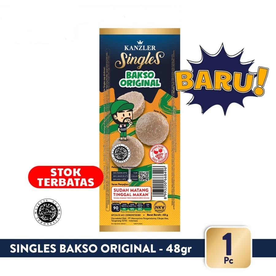 BAKSO SINGLES KANZLER ORIGINAL 48G ORI MEATBALL SINGLE HALAL