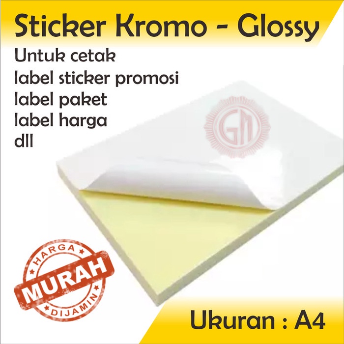 

Kertas Stiker KROMO GLOSSY UK. A4 / Printable Sticker Label Resi