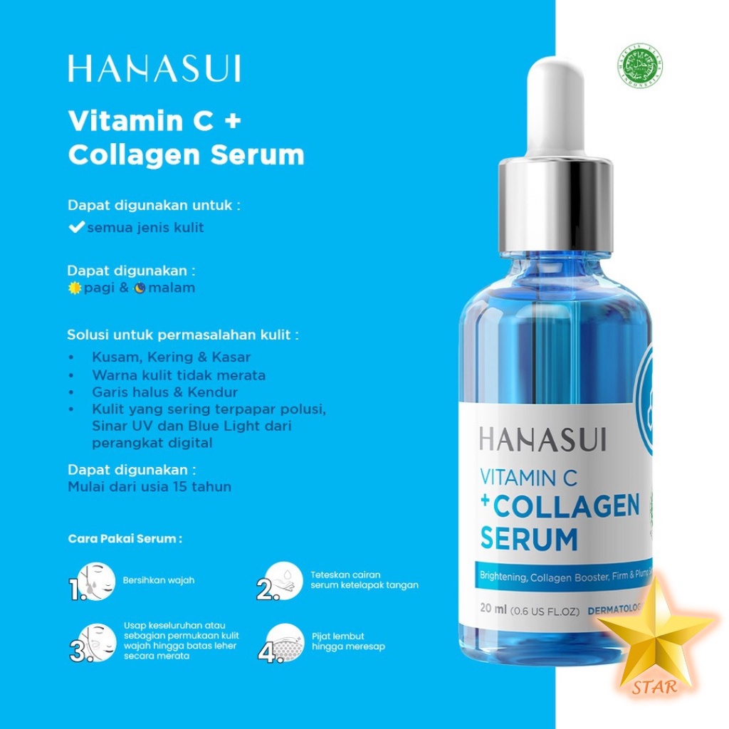 ORIGINAL HANASUI SERUM WAJAH VITAMIN C / COLLAGEN / ANTI ACNE / WHITENING GOLD 20 ML