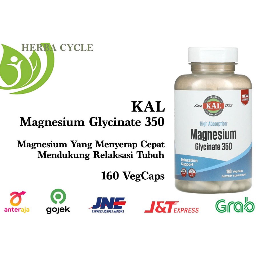 KAL High Absorption Magnesium Glycinate 350 160vcap Relaksasi Mood USA