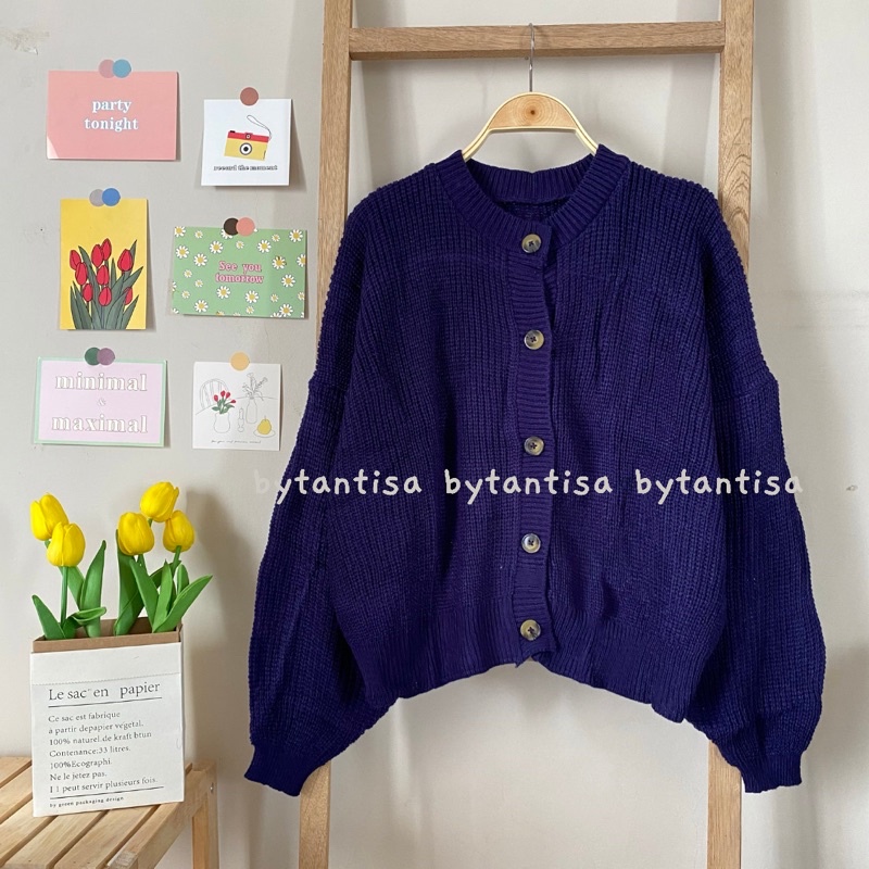 [SALE] Outer Cardigan Lily Basic | Outwear Mantel hangat (Premium)-Navy Lily