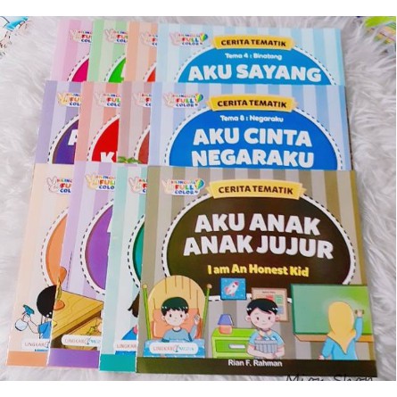 BUKU CERITA TEMATIK BERGAMBAR UNTUK ANAK 2 BAHASA FULL COLOR