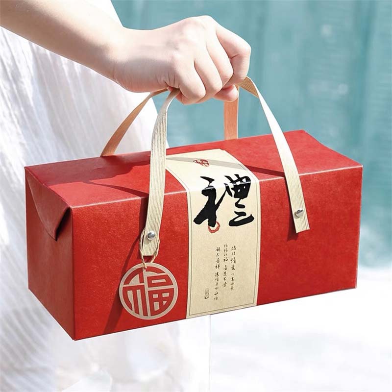 [ CNY Product ] Lucky Portable Chinese New Year Gift Box Spring Festival Multipurpose Handmade Pastry Packaging Paper Boxes