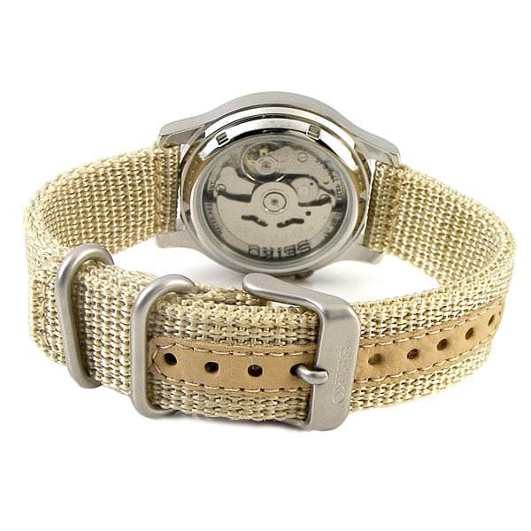 Seiko 5 Snk803K2 Automatic 21 Jewels Beige Military Nylon Strap