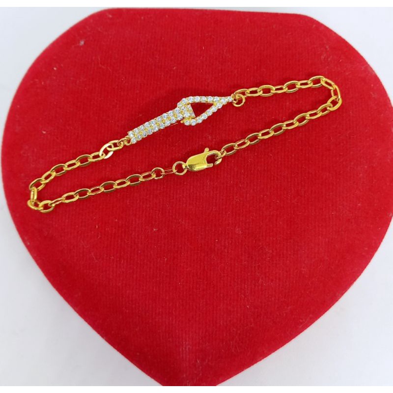 GELANG PERAK ASLI 925 LAPIS EMAS/GELANG RANTAI NORI PENANG MATA PUTIH COR/GELANG ASLI SILVER/GELANG FASHION WANITA