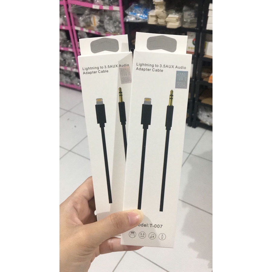 Kabel AUX Audio Lightning To Jack 3.5mm 1Meter Gold Plate / kabel audio 5, 6, 7, 8, X, XR,  XS Max, 11, 11 Pro, 11 Pro Max, 12