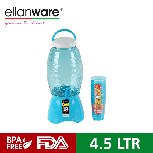 Elianware PET Water Dispenser Set 4.5 LTR BPA Free (FREE Gelas)