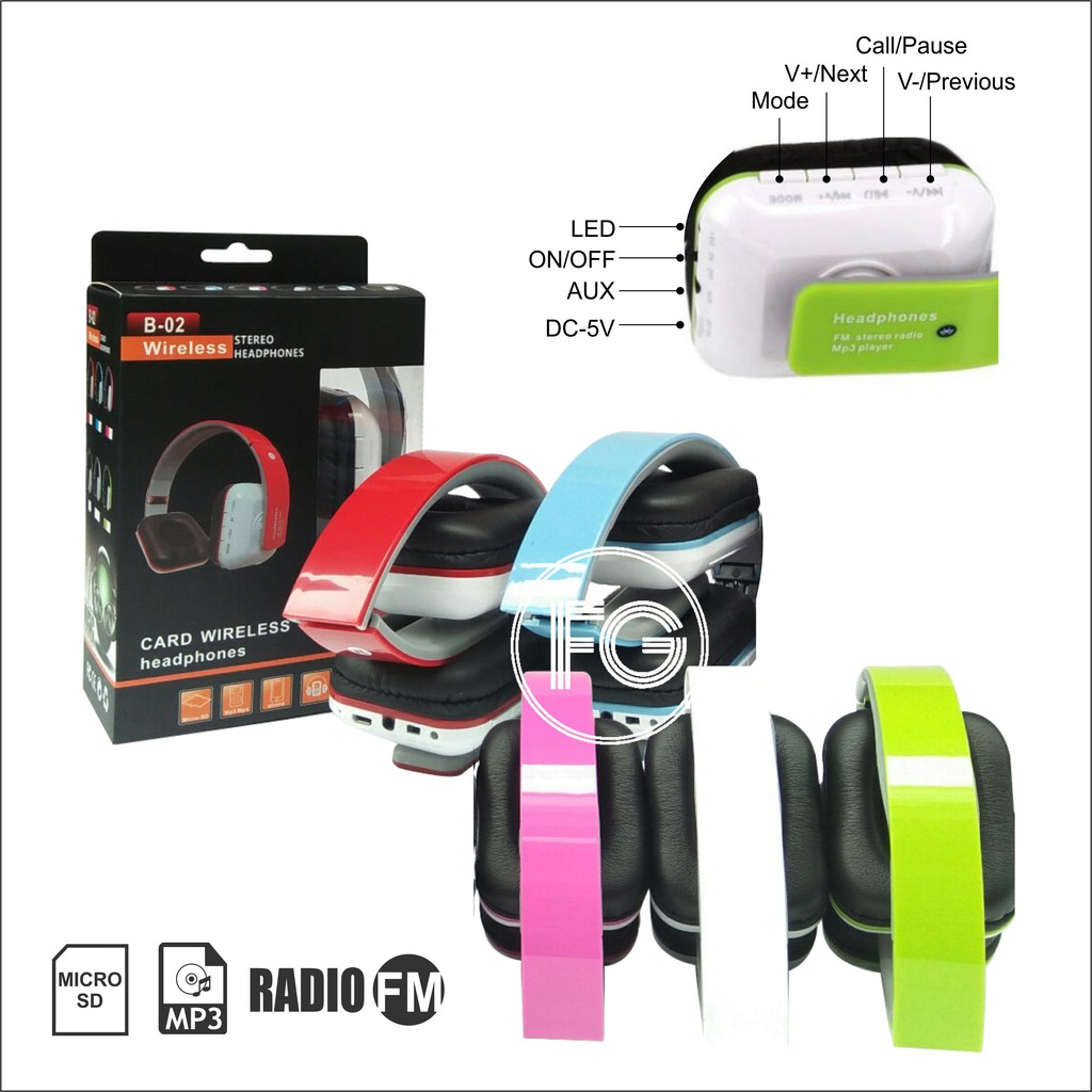 Headphone Bluetooth Gaming Wireless Headset B-02 Over Ear Kekinian Bisa Dilipat