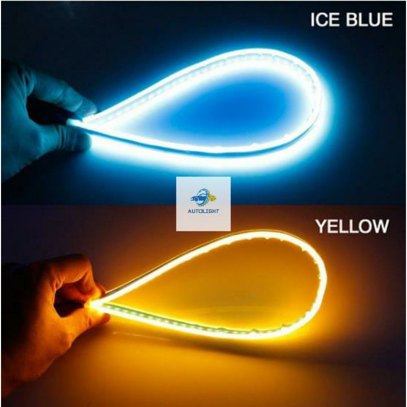 Lampu Alis LED Slim (1PCS/1buah) DRL Mobil motor Fleksibel Waterproof 45 CM 2 Warna Runing