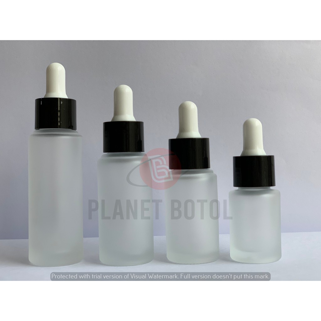 BOTOL TRANSPARENT FROSTED NECK 20 COVER HITAM / PUTIH