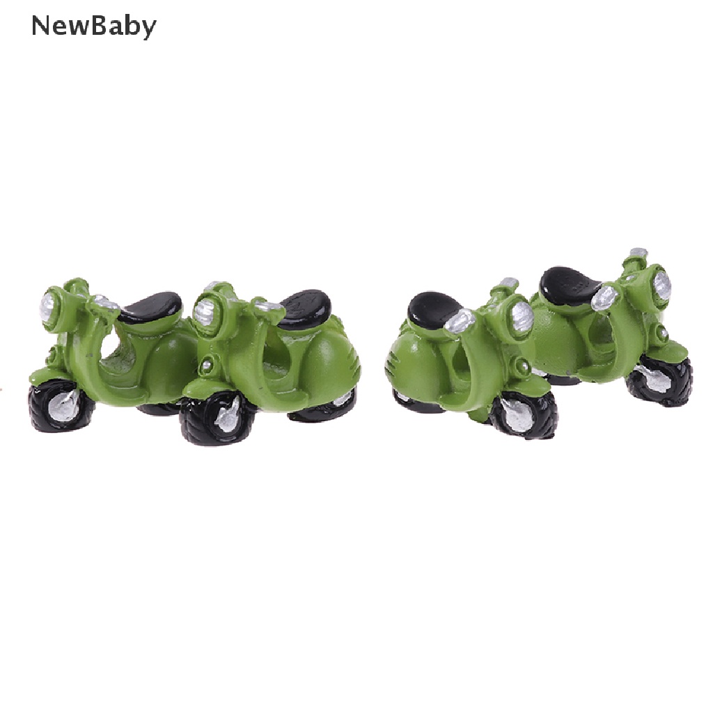 Newbaby 4Pcs Miniatur Motor Roda Tiga Warna Hijau Untuk Aksesoris Rumah Boneka